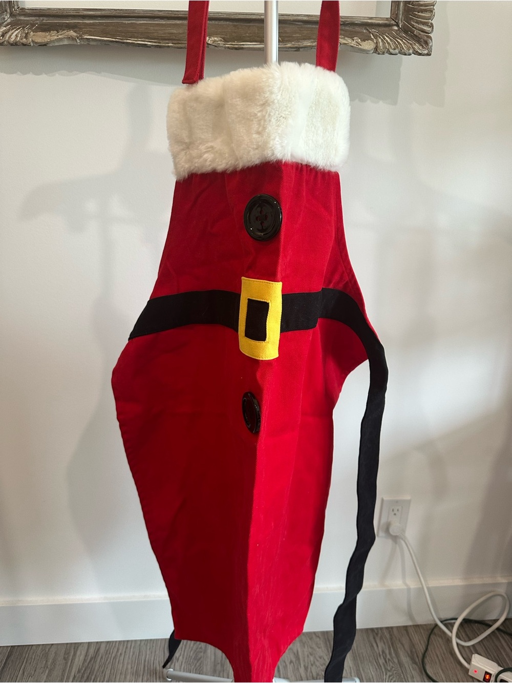 Old Navy Red Santa-Style Holiday Apron with White Faux Fur